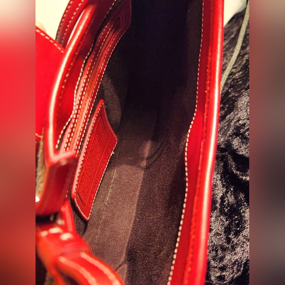 Coach Vintage Y2k Woven Straw Red Leather Shoulder Bag - Picture 8 of 11
